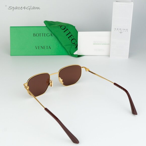 BRAND NEW Bottega Veneta BV1301S 003 Gold Brown Split Panthos Unisex Sunglasses - Picture 8 of 11